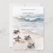 Invitation Ocean Beach Coast Sea Turtles Wedding (Devant)