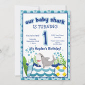 Invitation Ocean Beach couleur requin 1er anniversaire (Devant)