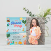 Invitation Ocean beach fête anniversaire, plage d'été (Debout devant)