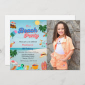 Invitation Ocean beach fête anniversaire, plage d'été (Devant / Derrière)