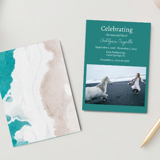 Invitation Ocean Beach Funeral Photo Célébration de la vie