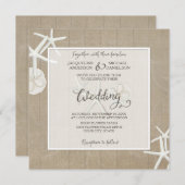 Invitation Ocean Beach Mariage Starfish Bois Bois Bois Rustiq (Devant / Derrière)