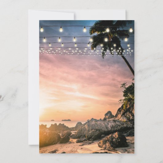 Invitation Ocean Beach Mariage Sunset en bord de mer (Dos)