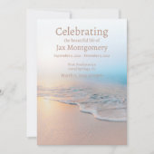 Invitation Ocean Beach Photo Funérailles Célébration de la vi (Devant)