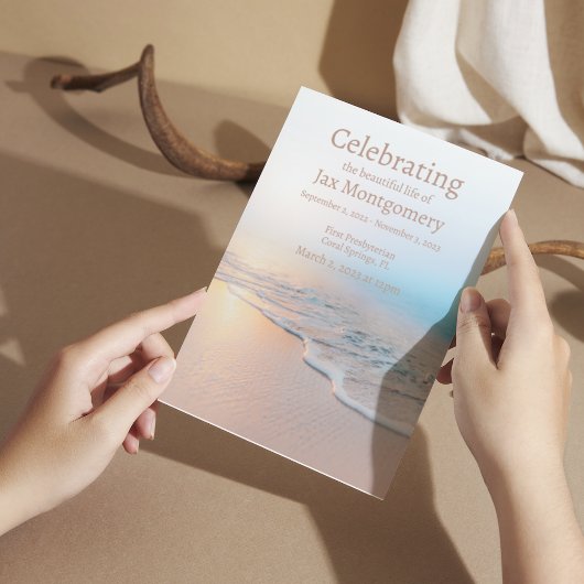 Invitation Ocean Beach Photo Funérailles Célébration de la vi