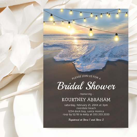 Invitation Ocean Beach Seaside Lights Fête de Mariage