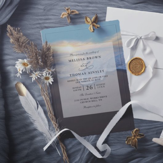 Invitation Ocean Beach Seaside Summer QR Code Wedding