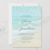 Invitation Ocean Beach String Lumières Élégant Mariage de scr (Devant)