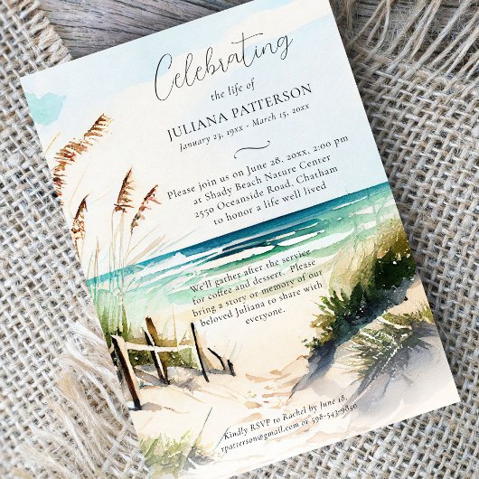 Invitation Ocean Beach Trail Célébration de la vie Photo