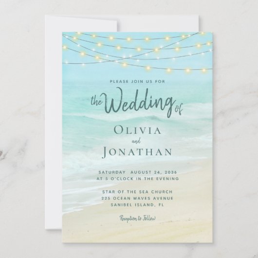 Invitation Ocean Beach Wedding QR Code QR Tout en un (Devant)