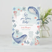 Invitation Océan Bleu À Bientôt Été Baby Shower (Debout devant)