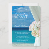 Invitation Océan Bleu & Fête des mariées de sable Plage Fleur (Devant)