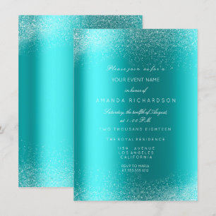 Invitation Ocean Bleu Pailleté Sable Mariage Anniversaire