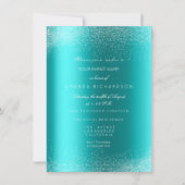Invitation Ocean Bleu Paillettes Étincelles Sable Mariage Ann (Devant)