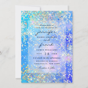 Invitation Océan Bleu Vibrant Paillettes Holographiques Brill