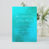 Invitation Ocean Blue Aqua Pearl Plage Métallique blanche (Debout devant)