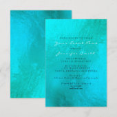 Invitation Ocean Blue Aqua Pearl Plage Métallique blanche (Devant / Derrière)