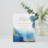 Invitation Ocean Blue et Gold Agate Brunch et Bubbly (Debout devant)