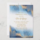 Invitation Ocean Blue Golden Agate (Devant)
