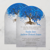 Invitation Ocean Blue Heart Leaf Tree Wedding Invite (Devant / Derrière)
