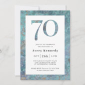 Invitation Ocean Blue Marble Moderne 70e fête d'anniversaire (Devant)