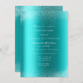 Invitation Océan Blue Parties scintillant Spark Sand nuptiale (Devant / Derrière)