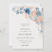Invitation Ocean Blue Rose Coral Destination Mariage (Devant)