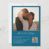 Invitation Ocean Blue Tropical Flowers Photo QR Code Mariage (Dos)