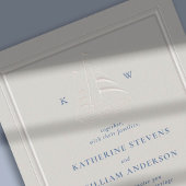 Invitation Ocean Boat Faux Embossé Moderne Classique Mariage