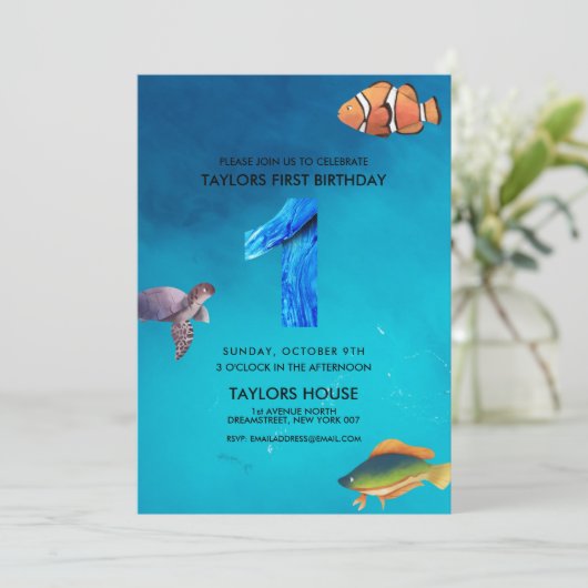 Invitation Ocean Creatures 1er anniversaire (Debout devant)