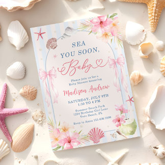 Invitation Océan d'été vous verrons bientôt Baby Shower Coqui