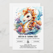 Invitation Ocean Dreamscape Nautical Seahorse Anniversaire (Devant / Derrière)