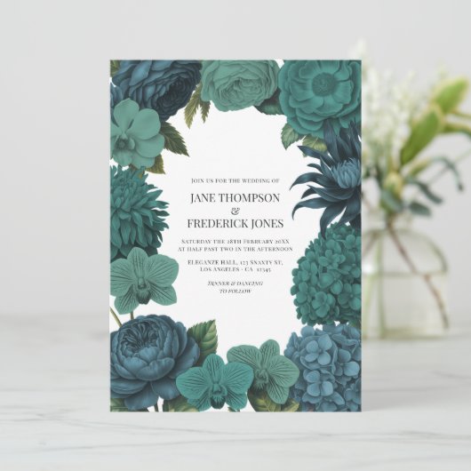 Invitation Ocean Emerald, Deep Lagoon & Tidepool Teal Wedding (Debout devant)
