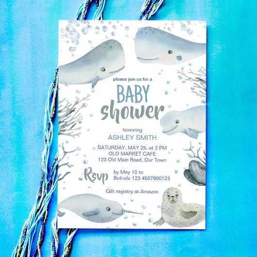 Invitation Océan et baby shower de mer Marine marine