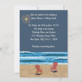 Invitation Ocean Fireworks Night Beach Seaguls Mariage (Dos)