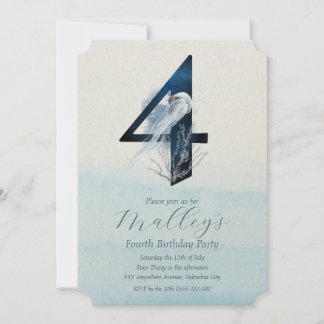 Invitation Ocean Jellyfish Age Numéro Quatre 4e anniversaire