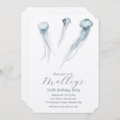 Invitation Ocean Jellyfish Numéro d'âge Anniversaire Invitati (Devant / Derrière)