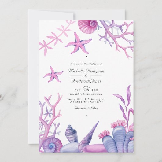 Invitation Ocean Life QR Code RSVP Mariage nautique (Devant)