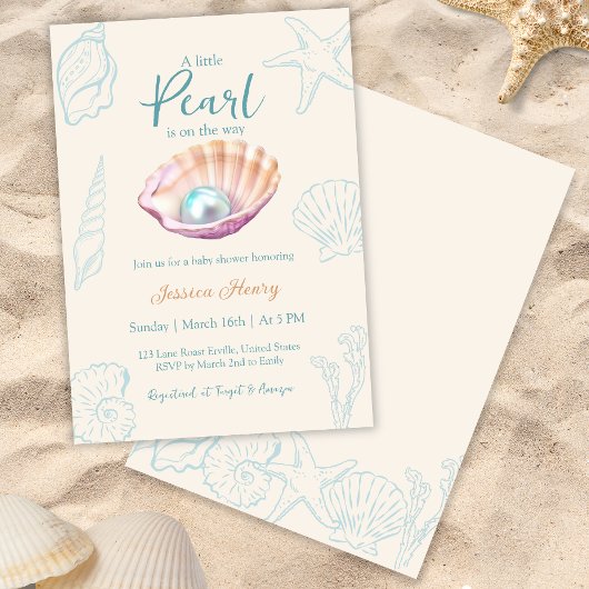 Invitation Ocean Little Pearl sur le chemin Baby shower