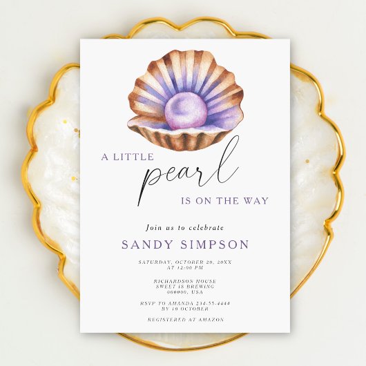 Invitation Ocean Little Pearl Under The Sea Baby Shower