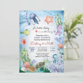 Invitation Ocean Marine Life mignon Corail Mer (Debout devant)