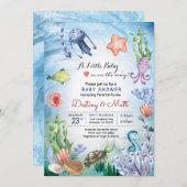 Invitation Ocean Marine Life mignon Corail Mer (Devant / Derrière)