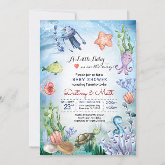Invitation Ocean Marine Life mignon Corail Mer