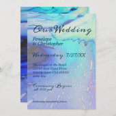 Invitation Océan moderne Eau Bleu Plage Abstraite Mariage (Devant / Derrière)