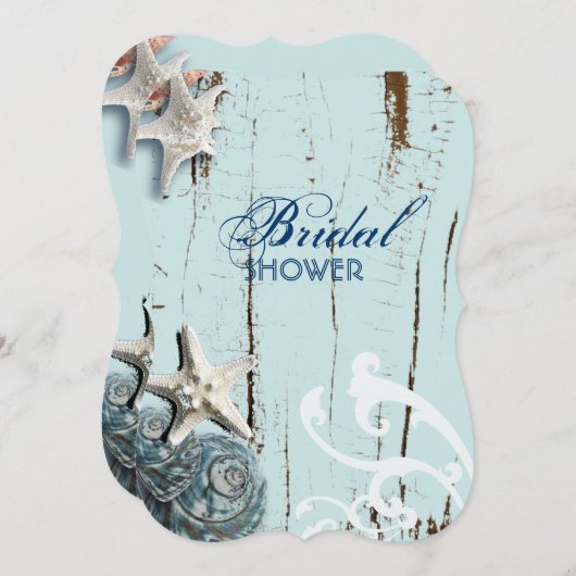 Invitation océan moderne SeaShells Beach nuptiale (Devant / Derrière)