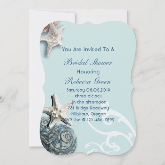 Invitation océan moderne SeaShells Beach nuptiale (Dos)