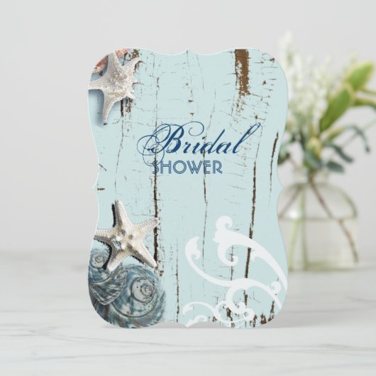 Invitation océan moderne SeaShells Beach nuptiale (Debout devant)