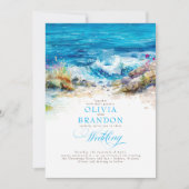 Invitation Océan ou mer Waves Côte Romantique Sunny Mariage (Devant)