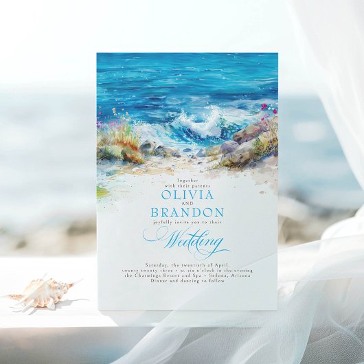 Invitation Océan ou mer Waves Côte Romantique Sunny Mariage