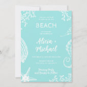 Invitation Océan plage aqua bleu destination mariage (Devant)